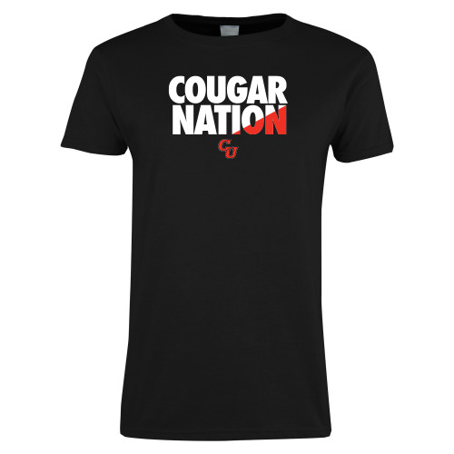  Womens Black Short Sleeve Tee - Cougar Nation