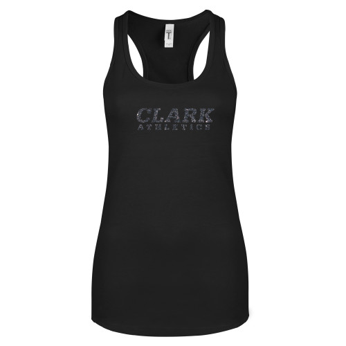  Next Level Womens Black Racerback Tank  - Clark Athletics Graphite Glitter
