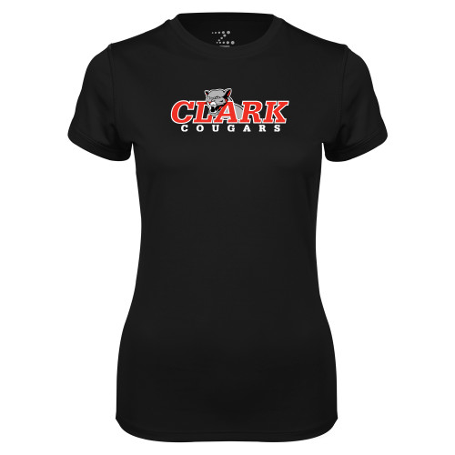  Womens Black Performance Tee - Secondary Logo