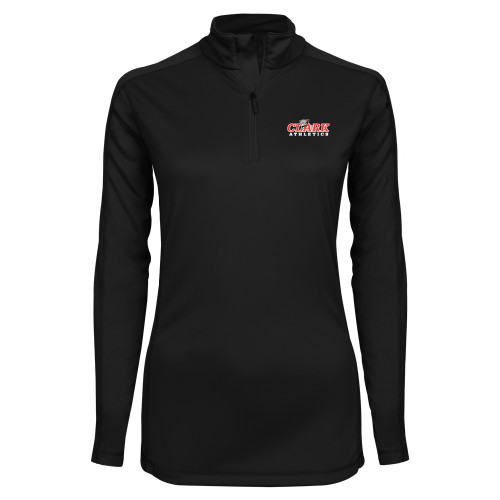  Syntrel Womens Black Interlock 1/4 Zip - Primary Logo
