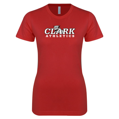  Next Level Womens Red Boyfriend Tee - Primary Logo