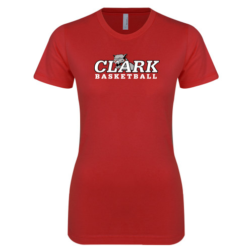  Next Level Womens Red Boyfriend Tee - Basketball