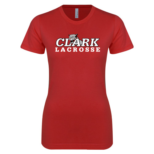  Next Level Womens Red Boyfriend Tee - Lacrosse