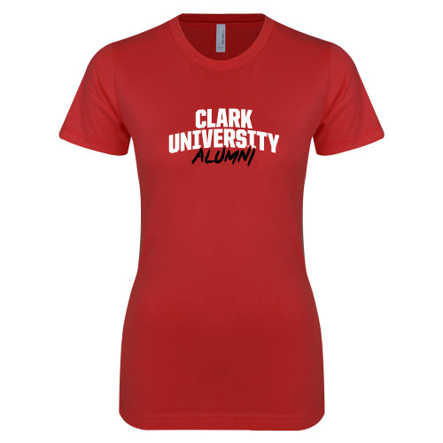  Next Level Womens Red Boyfriend Tee - Clark University Alumni Stacked