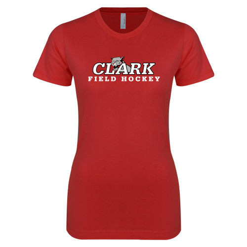  Next Level Womens Red Boyfriend Tee - Field Hockey