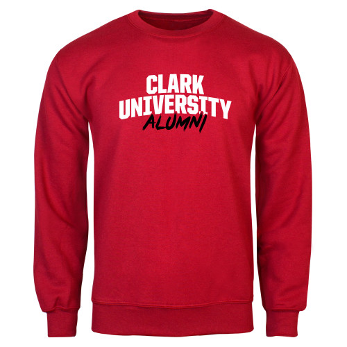 Red Fleece Crew - Clark University Alumni Stacked