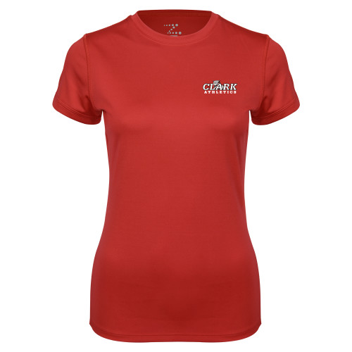  Womens Red Performance Tee - Primary Logo