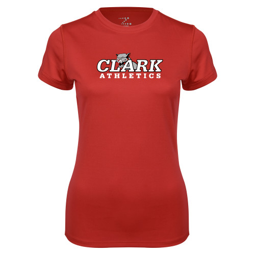  Womens Red Performance Tee - Primary Logo
