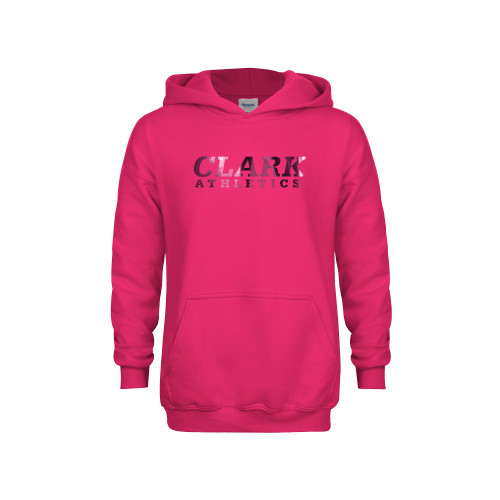  Youth Hot Pink Fleece Hoodie - Clark Athletics Foil