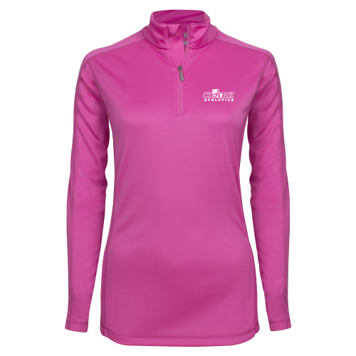  Syntrel Womens Raspberry Interlock 1/4 Zip - Primary Logo