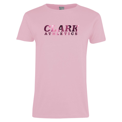  Womens Pink Short Sleeve Tee - Clark Athletics Foil