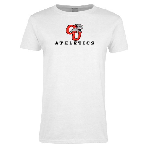  Womens White Short Sleeve Tee - CU Athletics Logo