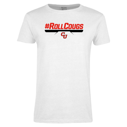  Womens White Short Sleeve Tee - #RollCougs