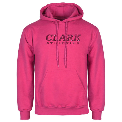  Womens Fuchsia Fleece Hoodie - Clark Athletics Hot Pink Glitter
