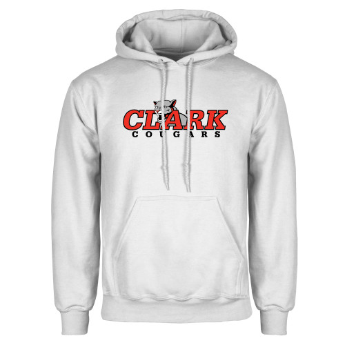 Clark University White Fleece Hoodie