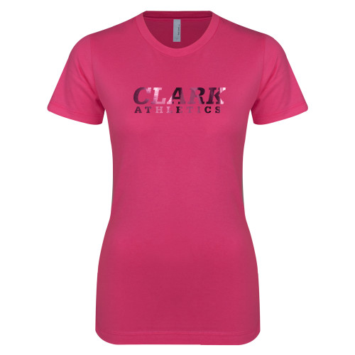  Next Level Womens Fuchsia Boyfriend Tee - Clark Athletics Foil