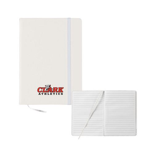  5x7 White Hard Cover Journal - Primary Logo