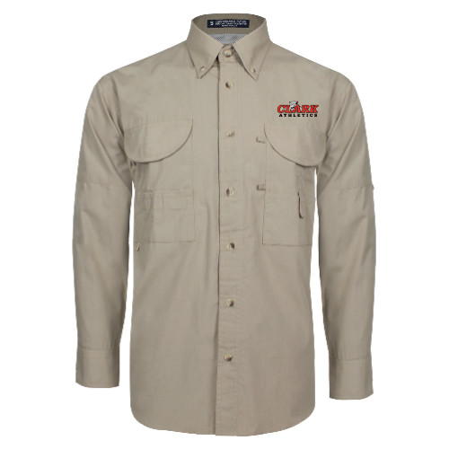  Khaki Fishing Shirt Performance Long Sleeve - Primary Logo