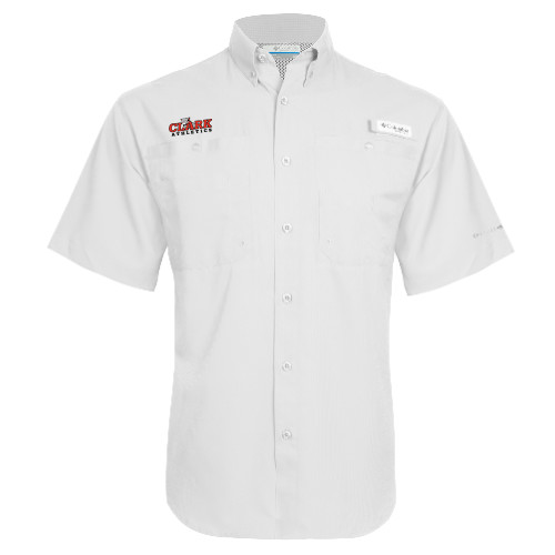  Columbia White Tamiami Performance Short Sleeve Shirt - Primary Logo