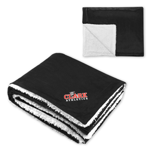  Super Soft Luxurious Black Sherpa Throw Blanket - Primary Logo