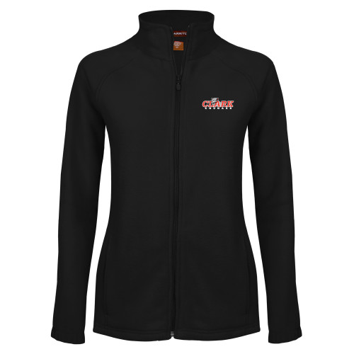  Womens Black Fleece Full Zip Jacket - Secondary Logo