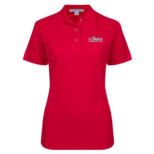  Womens Silk Touch Red Pique Polo - Primary Logo