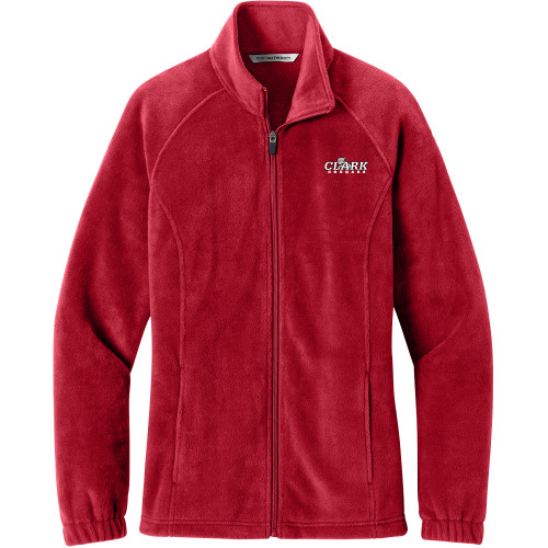  Womens Red Fleece Full Zip Jacket - Secondary Logo