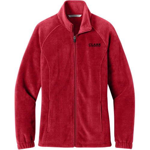  Womens Red Fleece Full Zip Jacket - Clark Athletics