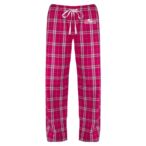  Womens Dark Fuchsia/White Flannel Pajama Pant - Primary Logo