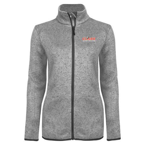  Womens Grey Heather Fleece Jacket - Primary Logo