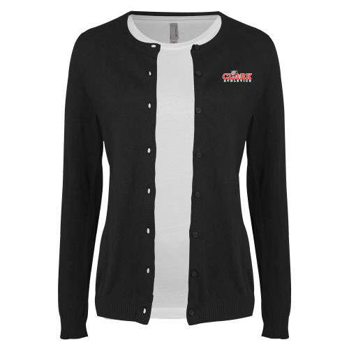  Womens Black Cardigan Sweater - Primary Logo