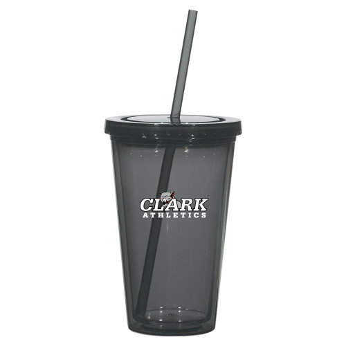  Madison Double Wall Charcoal Tumbler w/Straw 16oz - Primary Logo