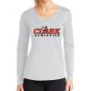 Thumbnail image for  Womens White Performance Long Sleeve V Neck Shirt