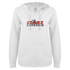 Thumbnail image for  ENZA Womens White V Notch Raw Edge Fleece Hoodie