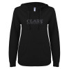Thumbnail image for  ENZA Womens Black V Notch Raw Edge Fleece Hoodie
