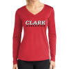 Thumbnail image for  Womens Red Performance Long Sleeve V Neck Shirt