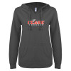Thumbnail image for  ENZA Womens Dark Heather V Notch Raw Edge Fleece Hoodie