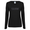 Thumbnail image for  Womens Black Long Sleeve V Neck Tee 