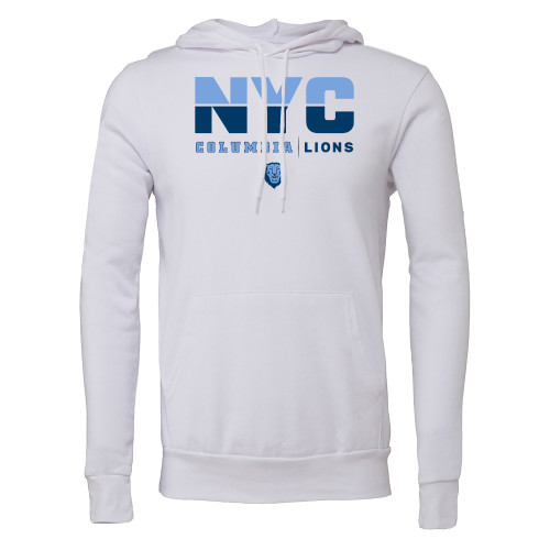  Bella + Canvas White Fleece Hood - Columbia Lions - City Lock Up