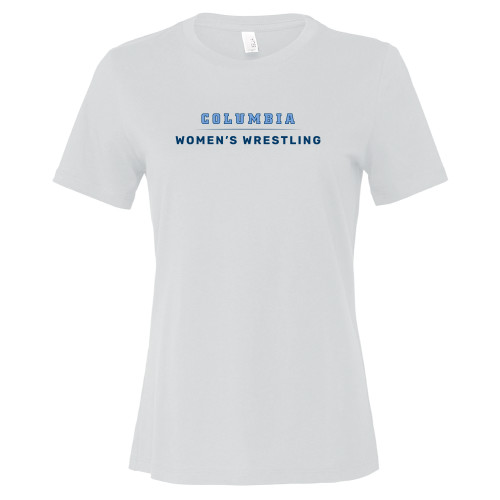  Bella + Canvas Womens White Relaxed Cotton T Shirt - Columbia -Womens Wrestling Stacked