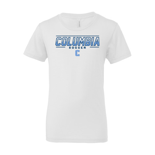  Bella + Canvas Youth White Jersey T Shirt - Columbia Soccer - C
