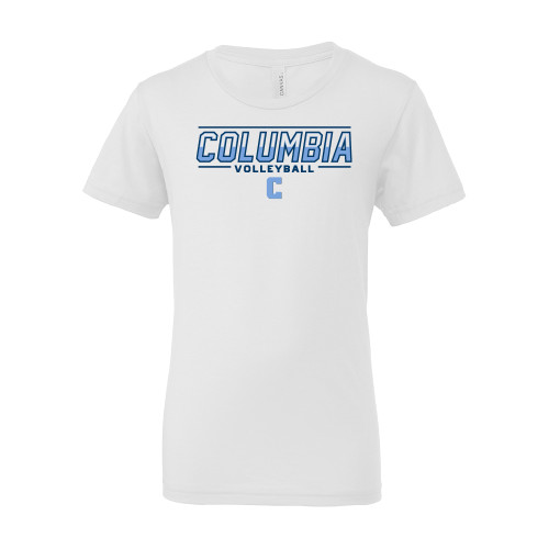 Bella + Canvas Youth White Jersey T Shirt - Columbia Volleyball - C
