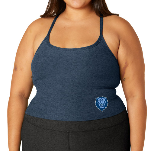  Beyond Yoga Womens Nocturnal Navy Spacedye Slim Racerback Cropped Tank  - Columbia Primary Spirit Mark - Beyond Yoga