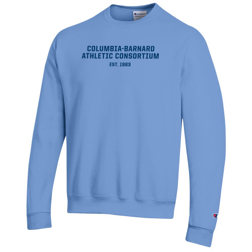  Champion Light Blue Fleece Crew - Columbia Barnard Athletic Consortium Wordmark