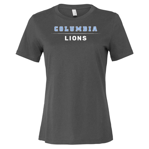 Bella + Canvas Womens Asphalt Relaxed Cotton T Shirt - Columbia Lions Wordmark