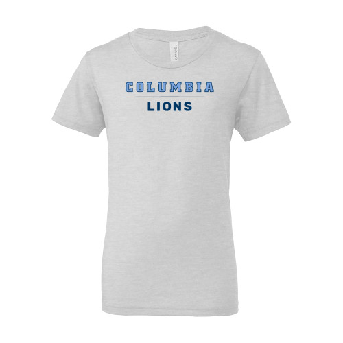  Bella + Canvas Youth Ash Grey Jersey T Shirt - Columbia Lions Wordmark