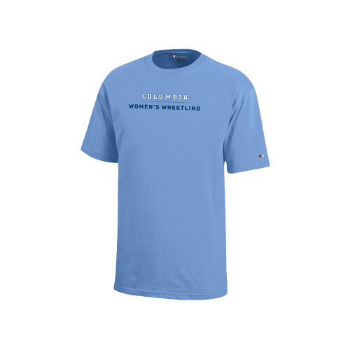  Champion Youth Light Blue Short Sleeve Tee - Columbia - Womens Wrestling Stacked