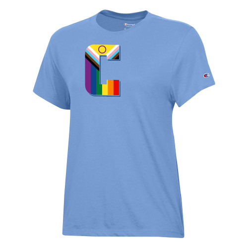  Champion Womens  Light Blue Core Short Sleeve Tee - Columbia C Pride