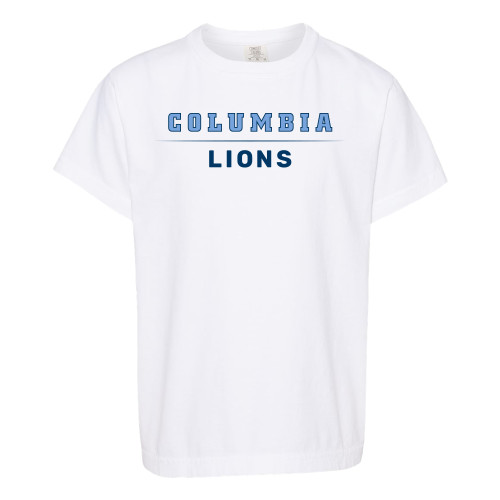  Comfort Colors Youth White T Shirt - Columbia Lions Wordmark