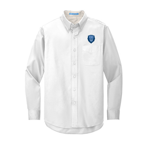  White Twill Button Down Long Sleeve - Columbia Primary Spirit Mark